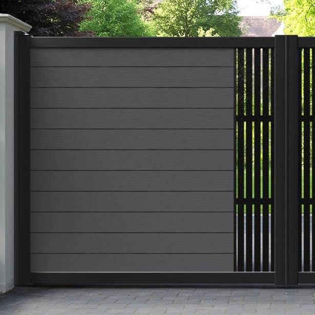 Fusion Aspen Straight Top Driveway Gate - Dark Grey - Middle Screen
