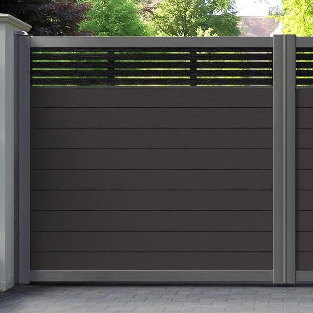 Fusion Aspen Straight Top Driveway Gate - Dark Oak - Top Screen