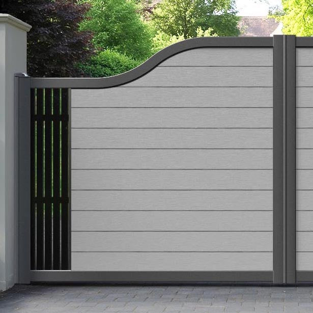 Fusion Aspen Curved Top Driveway Gate - Light Grey - End Screen