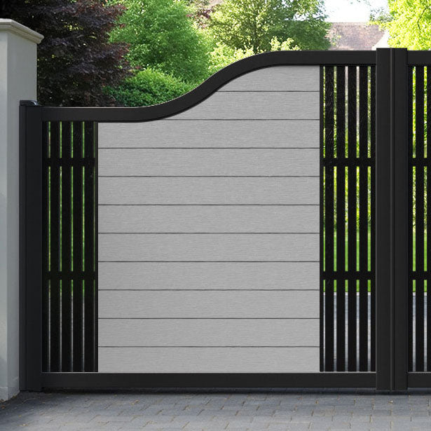 Fusion Aspen Curved Top Driveway Gate - Light Grey - Middle & End Screen