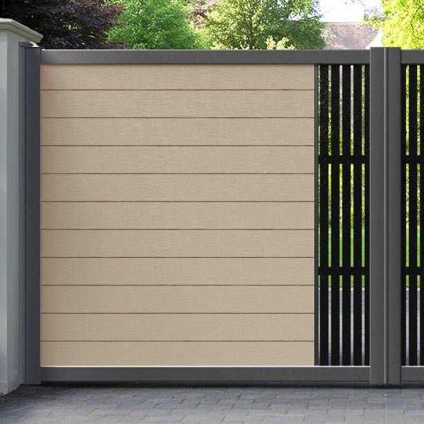 Fusion Aspen Straight Top Driveway Gate - Light Oak - Middle Screen