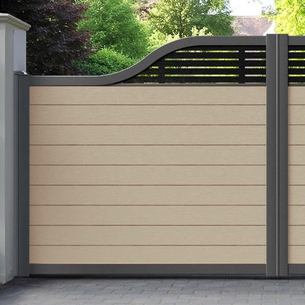 Fusion Aspen Curved Top Driveway Gate - Light Oak - Top Screen