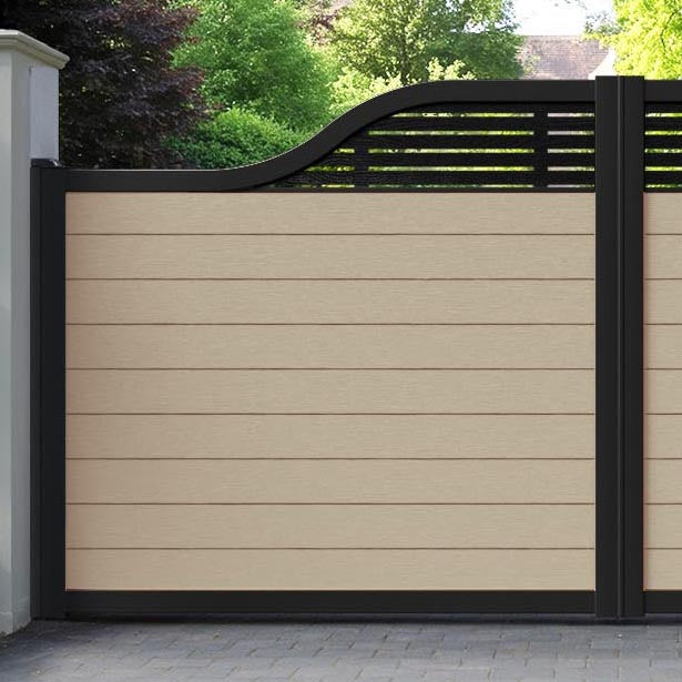 Fusion Aspen Curved Top Driveway Gate - Light Oak - Top Screen