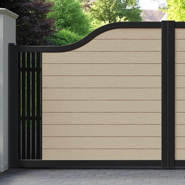 Fusion Aspen Curved Top Driveway Gate - Light Oak - End Screen