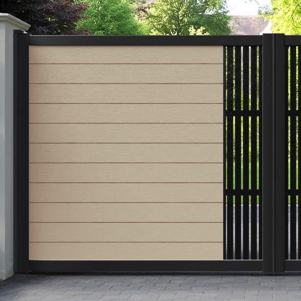 Fusion Aspen Straight Top Driveway Gate - Light Oak - Middle Screen