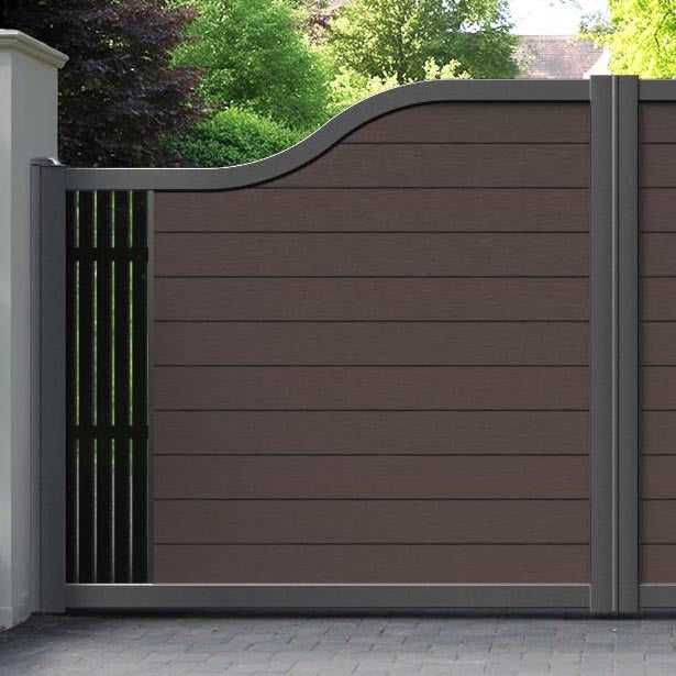 Fusion Aspen Curved Top Driveway Gate - Mid Brown - End Screen
