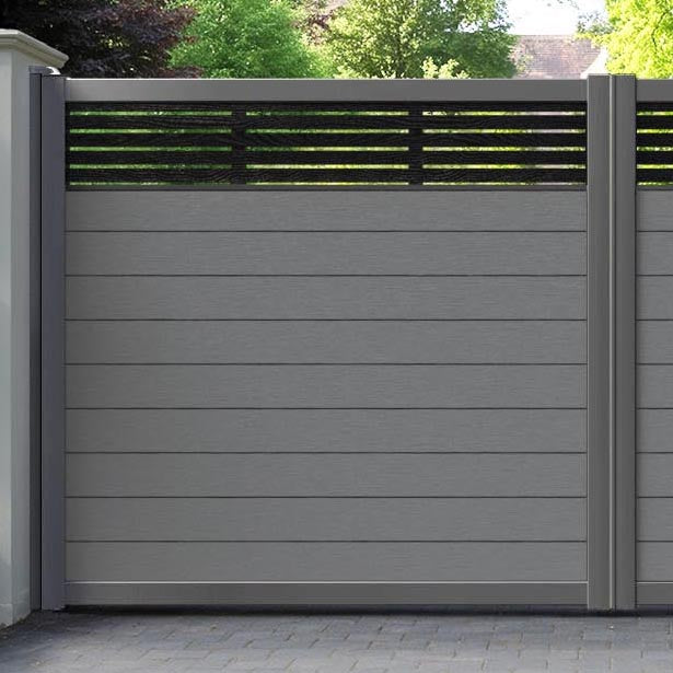 Fusion Aspen Straight Top Driveway Gate - Mid Grey - Top Screen