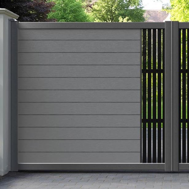 Fusion Aspen Straight Top Driveway Gate - Mid Grey - Middle Screen