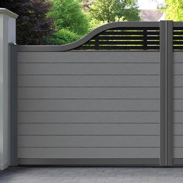 Fusion Aspen Curved Top Driveway Gate - Mid Grey - Top Screen