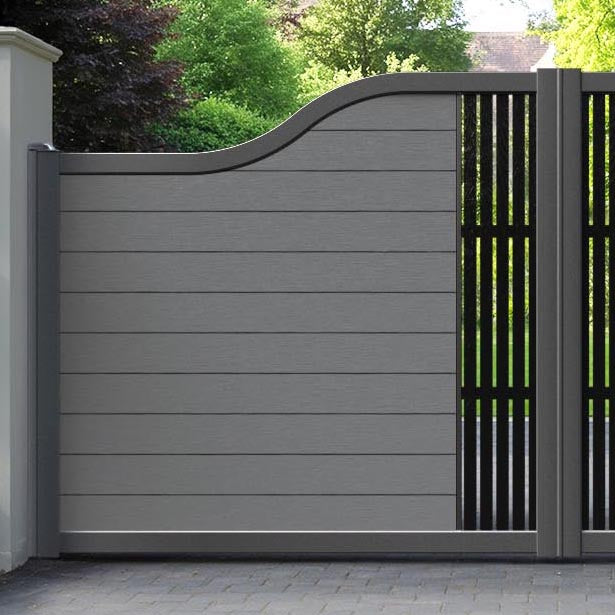 Fusion Aspen Curved Top Driveway Gate - Mid Grey - Middle Screen