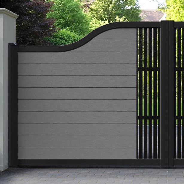 Fusion Aspen Curved Top Driveway Gate - Mid Grey - Middle Screen