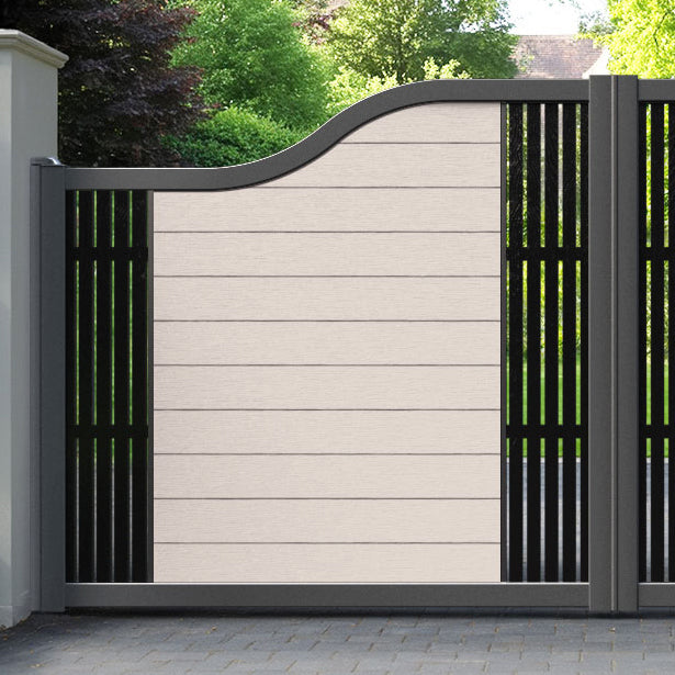 Fusion Aspen Curved Top Driveway Gate - Mid Stone - Middle & End Screen