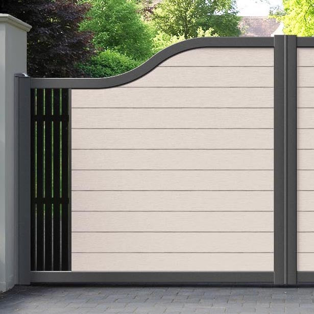 Fusion Aspen Curved Top Driveway Gate - Mid Stone - End Screen