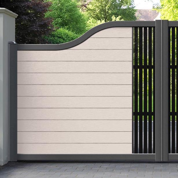 Fusion Aspen Curved Top Driveway Gate - Mid Stone - Middle Screen