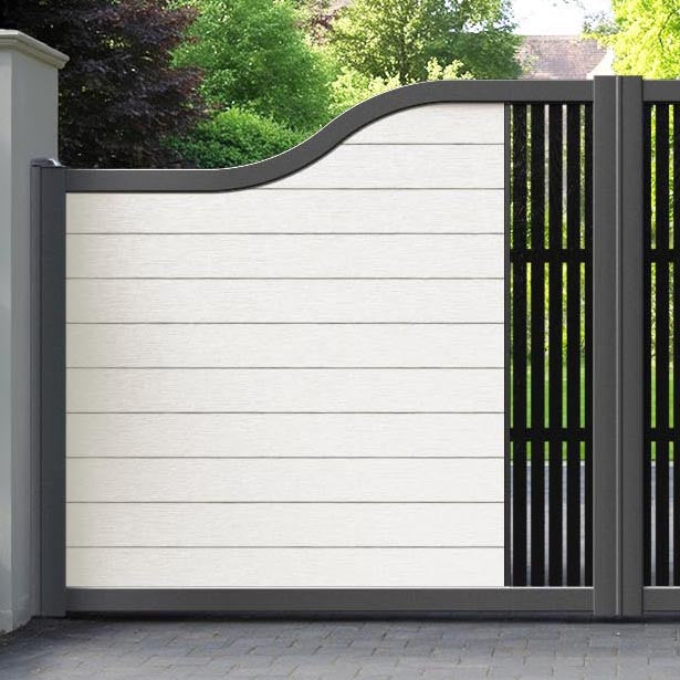 Fusion Aspen Curved Top Driveway Gate - Light Stone - Middle Screen