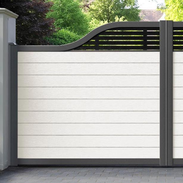 Fusion Aspen Curved Top Driveway Gate - Light Stone - Top Screen