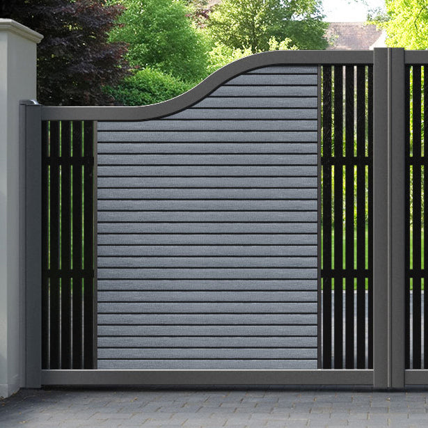 Hudson Aspen Curved Top Driveway Gate - Anthracite - Middle & End Screen