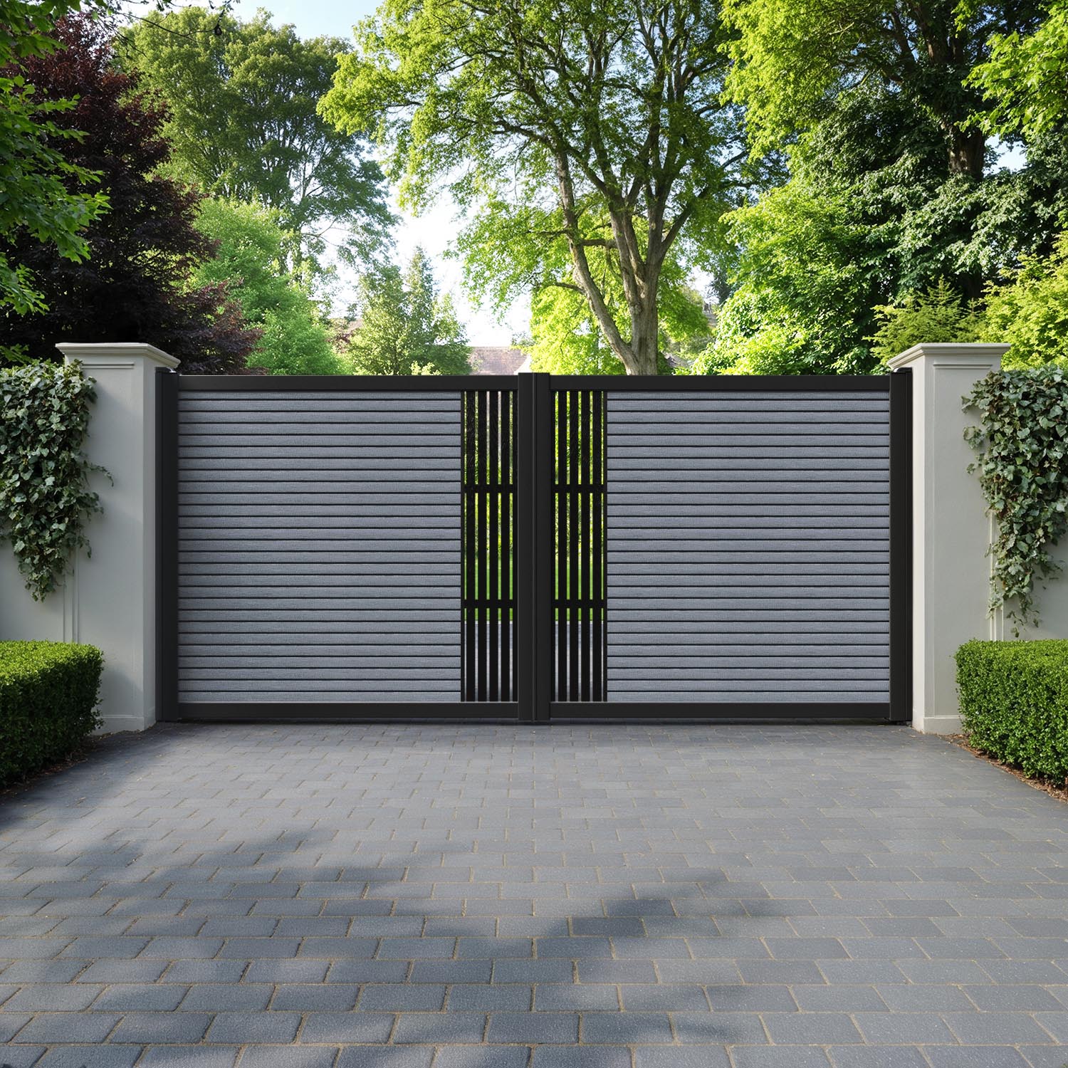 Hudson Aspen Straight Top Driveway Gate - Anthracite - Middle Screen