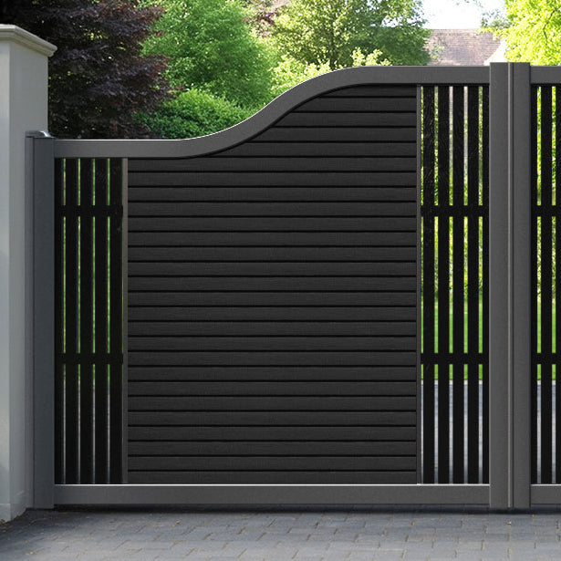 Hudson Aspen Curved Top Driveway Gate - Black - Middle & End Screen