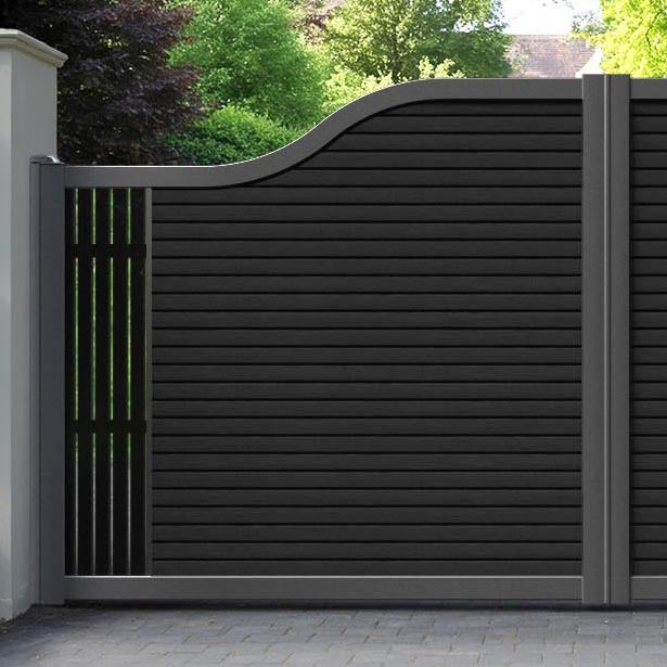 Hudson Aspen Curved Top Driveway Gate - Black - End Screen