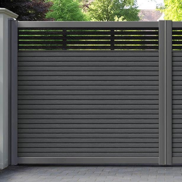 Hudson Aspen Straight Top Driveway Gate - Dark Grey - Top Screen