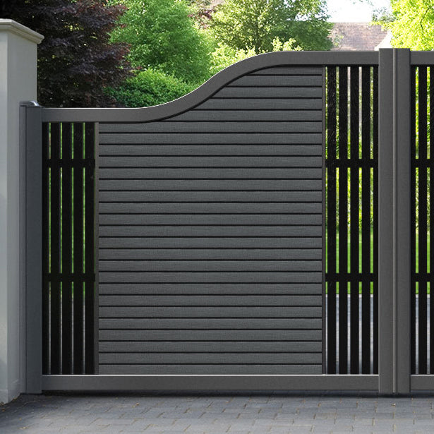 Hudson Aspen Curved Top Driveway Gate - Dark Grey - Middle & End Screen