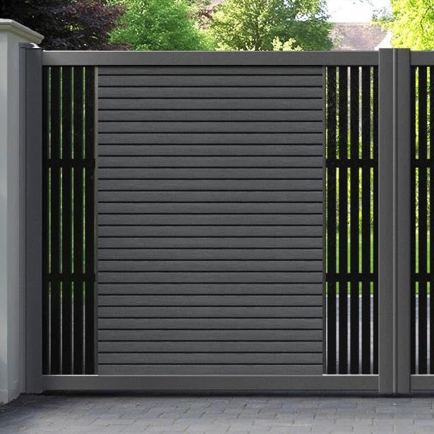 Hudson Aspen Straight Top Driveway Gate - Dark Grey - Middle & End Screen