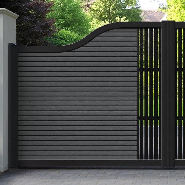Hudson Aspen Curved Top Driveway Gate - Dark Grey - Middle Screen