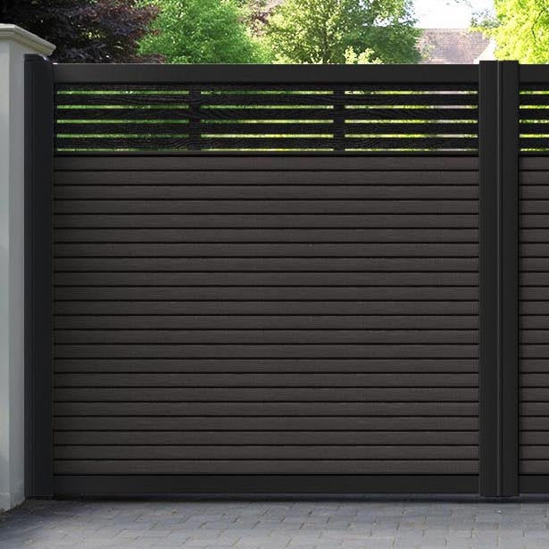 Hudson Aspen Straight Top Driveway Gate - Dark Oak - Top Screen