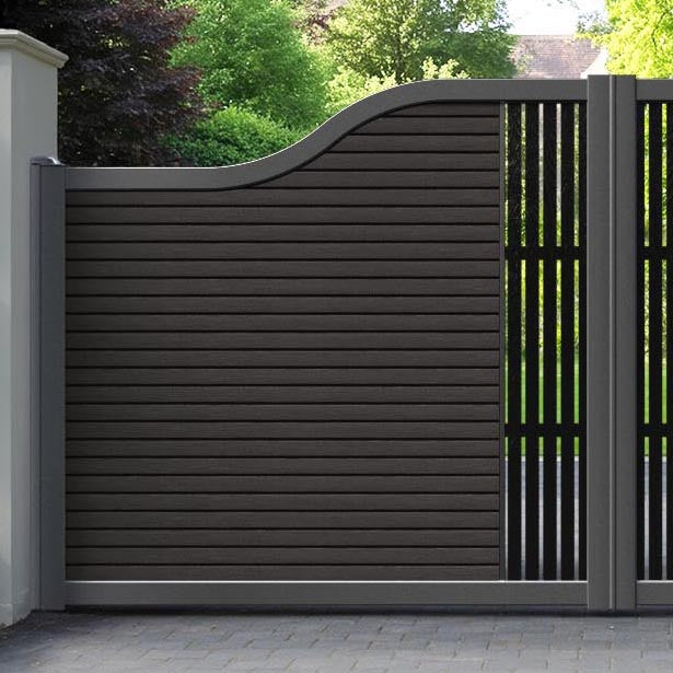 Hudson Aspen Curved Top Driveway Gate - Dark Oak - Middle Screen