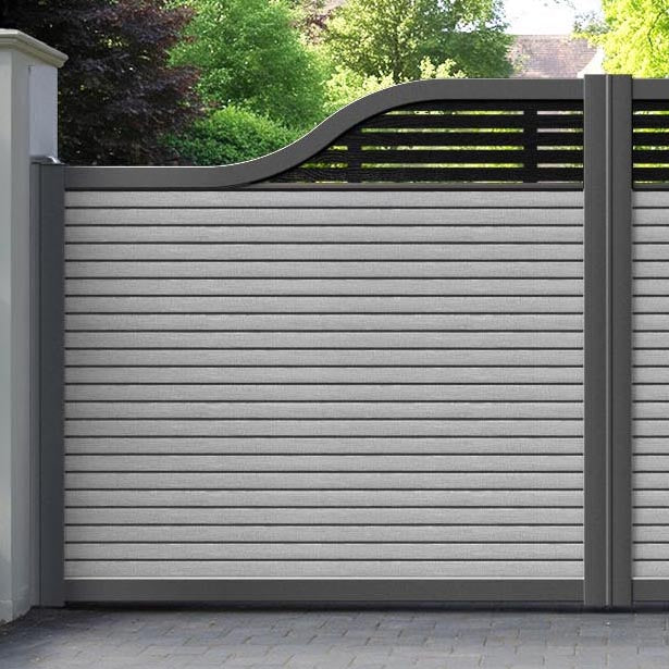 Hudson Aspen Curved Top Driveway Gate - Light Grey - Top Screen