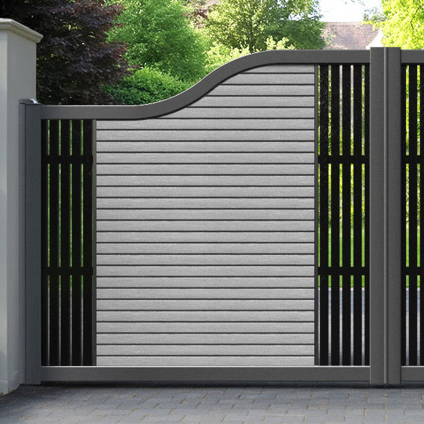 Hudson Aspen Curved Top Driveway Gate - Light Grey - Middle & End Screen