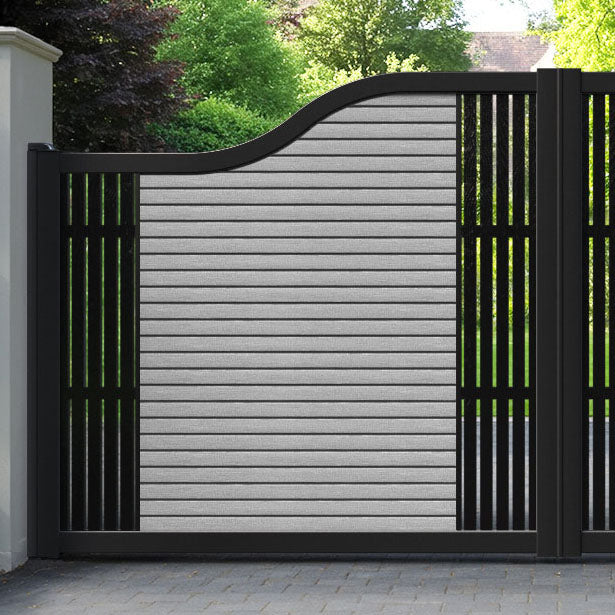 Hudson Aspen Curved Top Driveway Gate - Light Grey - Middle & End Screen