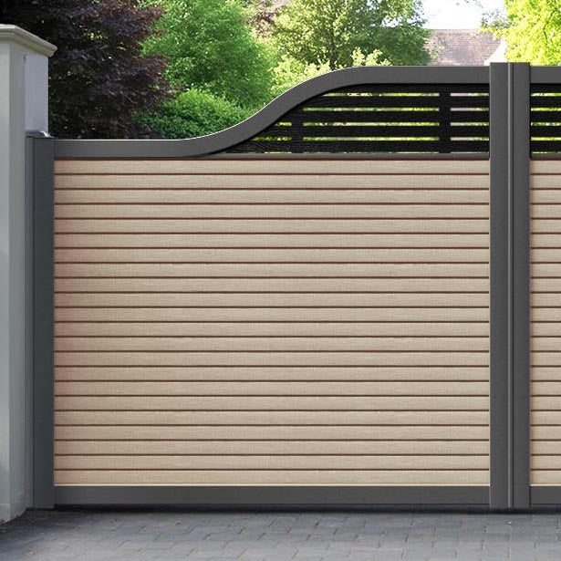 Hudson Aspen Curved Top Driveway Gate - Light Oak- Top Screen