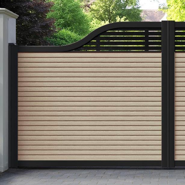 Hudson Aspen Curved Top Driveway Gate - Light Oak- Top Screen