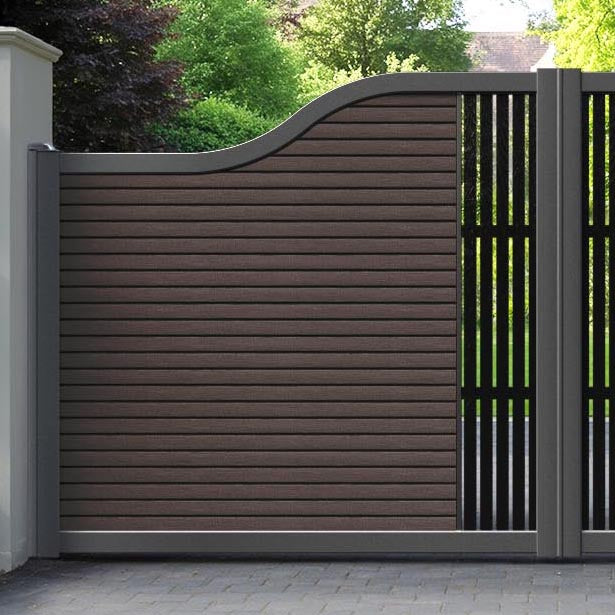 Hudson Aspen Curved Top Driveway Gate - Mid Brown - Middle Screen