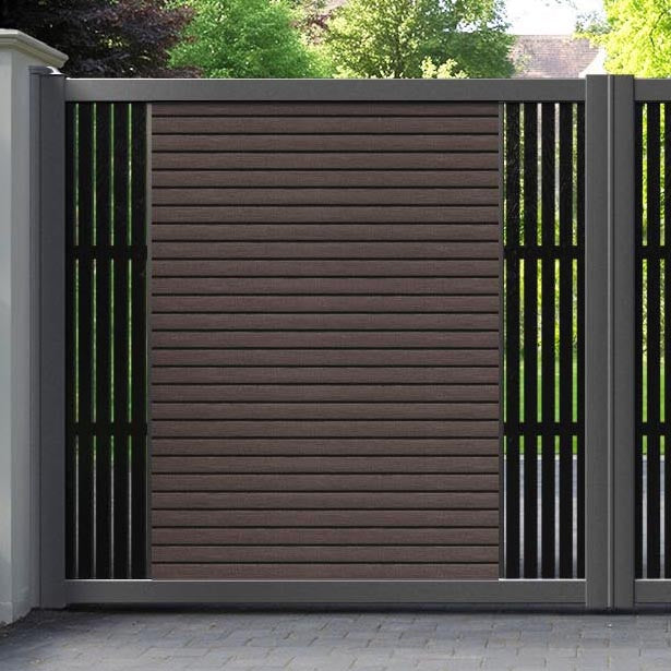 Hudson Aspen Straight Top Driveway Gate - Mid Brown - Middle & End Screen