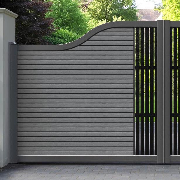Hudson Aspen Curved Top Driveway Gate - Mid Grey - Middle Screen