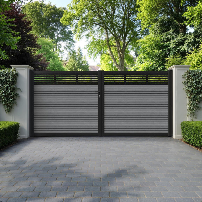 Hudson Aspen Straight Top Driveway Gate - Mid Grey - Top Screen