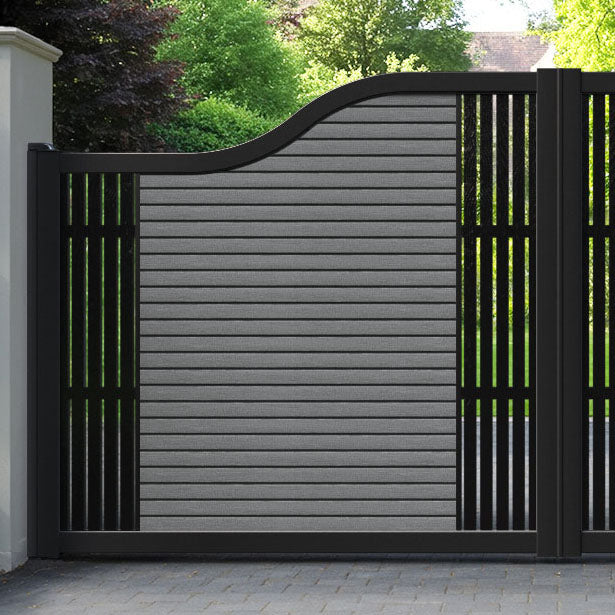 Hudson Aspen Curved Top Driveway Gate - Mid Grey - Middle & End Screen