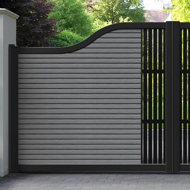 Hudson Aspen Curved Top Driveway Gate - Mid Grey - Middle Screen