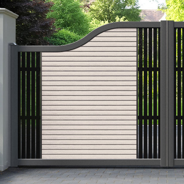 Hudson Aspen Curved Top Driveway Gate - Mid Stone - Middle & End Screen