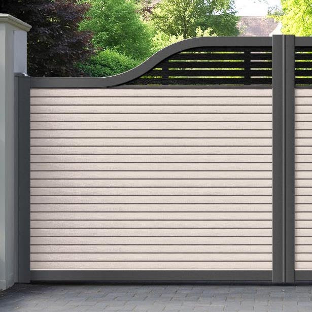 Hudson Aspen Curved Top Driveway Gate - Mid Stone - Top Screen