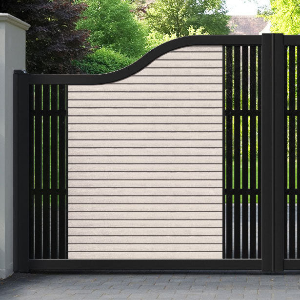 Hudson Aspen Curved Top Driveway Gate - Mid Stone - Middle & End Screen