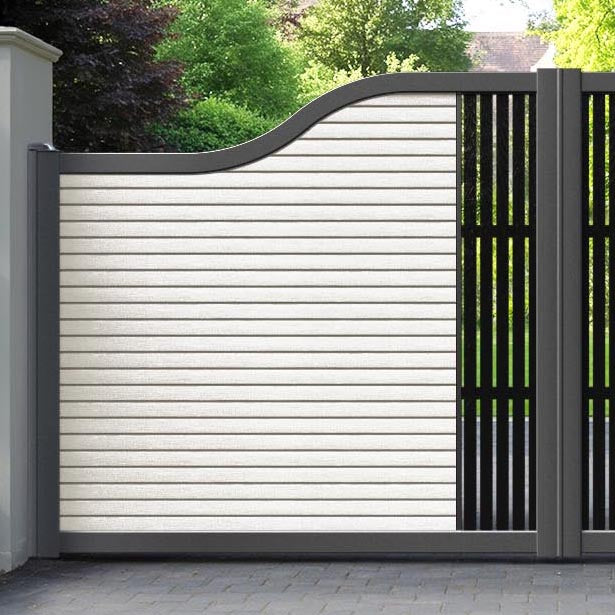 Hudson Aspen Curved Top Driveway Gate - Light Stone - Middle Screen
