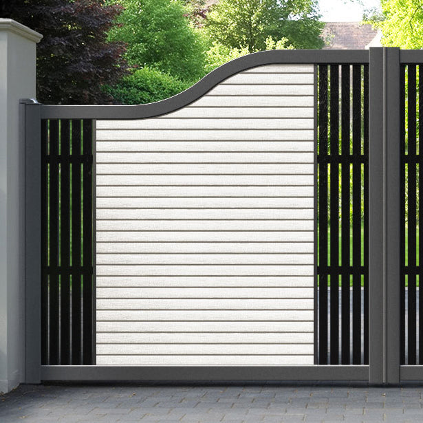 Hudson Aspen Curved Top Driveway Gate - Light Stone - Middle & End Screen