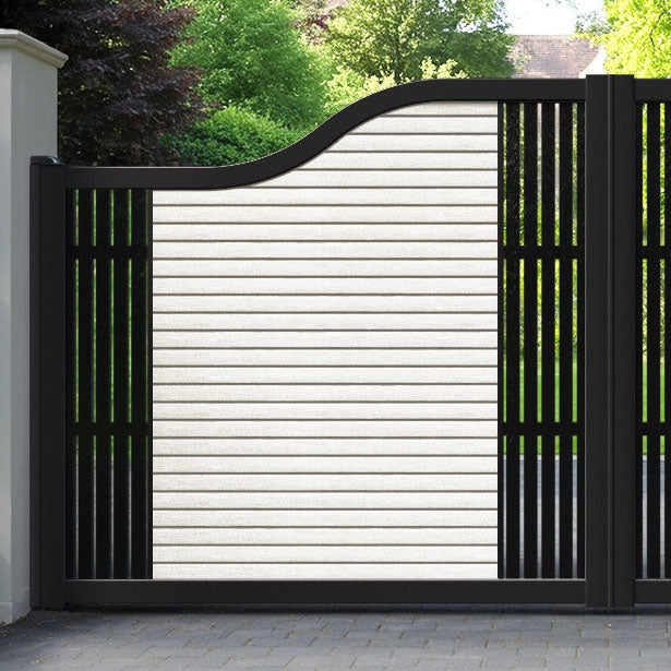 Hudson Aspen Curved Top Driveway Gate - Light Stone - Middle & End Screen