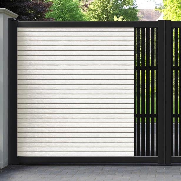 Hudson Aspen Straight Top Driveway Gate - Light Stone - Middle Screen