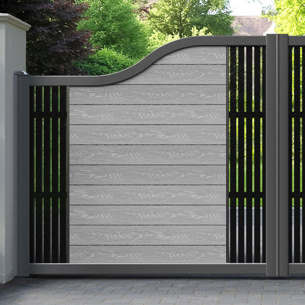 Classic Aspen Curved Top Driveway Gate - Light Grey - Middle & End Screen