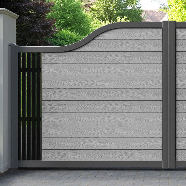Classic Aspen Curved Top Driveway Gate - Light Grey - End Screen